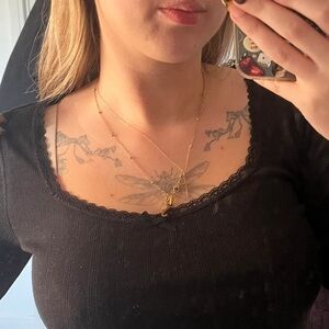 Black long sleeve top with lace